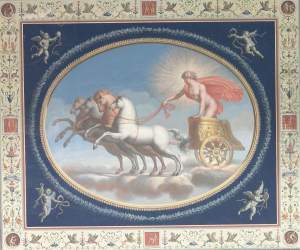 A Set Of Four Decorative Panels Showing Apollo - view 1