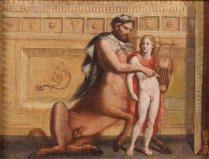 Achille Instruit A La Musique Par Le Centaure Chiron by Michaelangelo Maestri