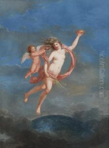 A Mythological Figure And A Putto by Michaelangelo Maestri