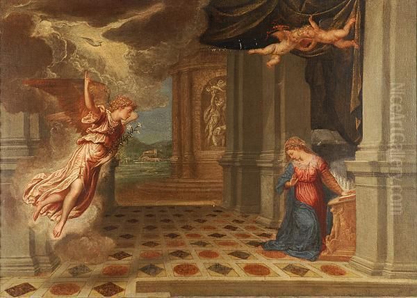 Inizio Sec. Xvii "annunciazione" Olio Su Tela (cm 57x82) - view 1
