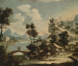 Mountain Landscape With A River by Maestro Dei Paesaggi Correr