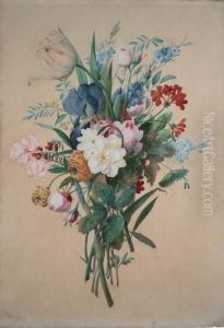Un Bouquet De Fleurs Avec Des Tulipes, Des Iris Et Des Roses by Maestro Delle Residenze Sabaude