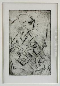 Mutter Mit Lesendem Madchen by Dorothea Maetzel-Johannsen