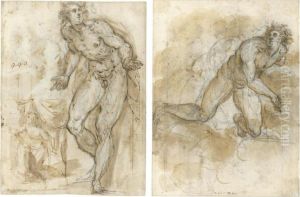 Recto: Study Of A Male Nude And A Small Sketch Of The Virgin Annunciate