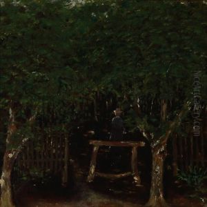 A Woman Walking In A Dark Forest by Valdemar Magaard