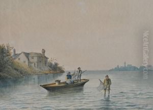 Fishermen In A Rowingboat by H. Magenis