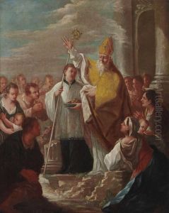 Nikolaus Von Myra Mit Glaubigen. by Joseph Mages