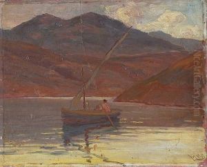 I) Fishing In Calm Waters Signed With Initials 'bm' (lower Right) Ii) Landscape by Vassilis Magiassis