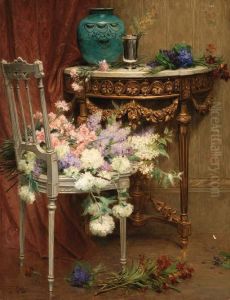 An Entranceway Filled With Flowers by Desire Alfred Magne