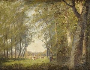 Paysannes Et Leur Troupeau by Camille Magnus