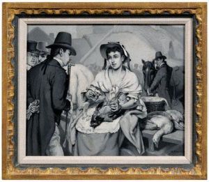 Woman Plucking Chicken In A Market by William Magrath
