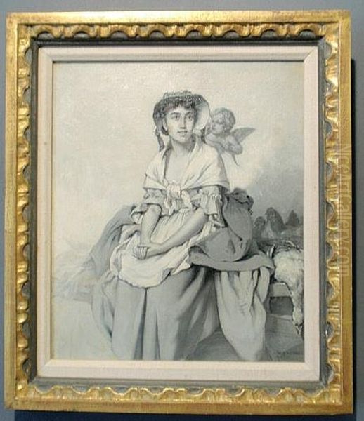 A Seated Woman With Cherub - view 1