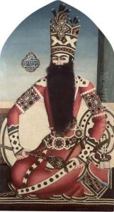 Rare And Important Monumental Portrait Of Fath 'ali Shah Qajar