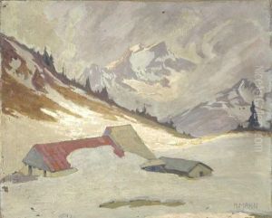 Verschneites Almhaus Im Vorfruhling by Richard Mahn