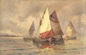 Fischerboote An Der Kuste by Josef Mahorcig