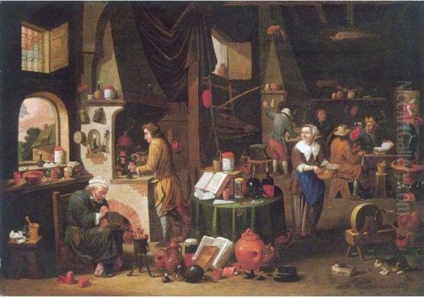 Interior With An Alchemist And His Assistants At Work - view 1