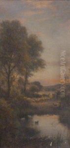 Shepherd With Flock by Henry Maidment