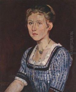 Girl In Blue Traditional Tracht Dress by Hiasl Maier-Erding