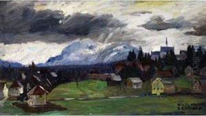Ansicht Von Prien Am Chiemsee Bei Gewittrigem Wolkenhimmel by Hiasl Maier-Erding