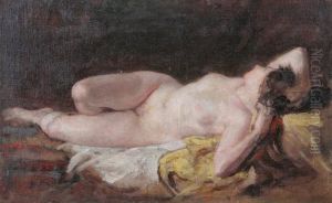Reclining Female Nude by Diogene Ulysse N. Maillart