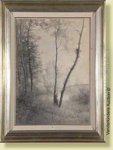 Jeune Femme Pensive Au Bord De L""etang by Diogene Ulysse N. Maillart