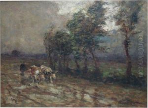 Attelage De Biufs Par Temps Gris by Fernand Maillaud