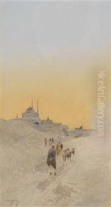 Wustenstadt Mit Einer Moschee by Raffaele Mainella