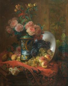 Nature Morte A L'albarello Et Au Bouquetde Pivoines