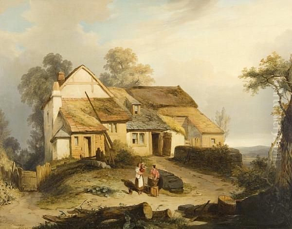 Figures Before A Cottage - view 1