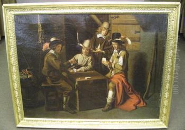 Officers Playing A Game Of Cards - view 1