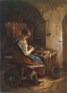 Girl In The Kitchen by Gustav Majer