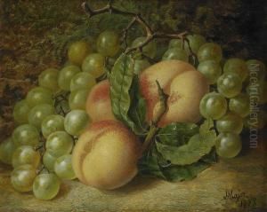 Stilleben Med Vindruvor, Plommon Och Persikor by Henry A. Major