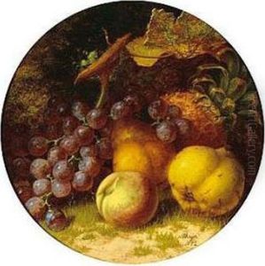Still Life Studies Of Fruit And Nuts, A Pair, Both Signed And Dated 1882, Oil On Canvas, Circular , Diameter 32 Cm.; 12 3/4 In