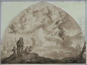 Dieu En Gloire Apparaissant A La Vierge A L'enfant