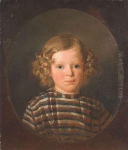 Portrait Of A Child As Half-length Portrait by Ivan Koz'Mic Makarov
