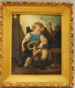 Sleeping Child With Cat/a Double-sided Composition