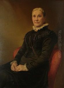Portrait Of An Older Woman, Seated, Wearing A Black Dress With A White Lace Collar by J.R. Makin