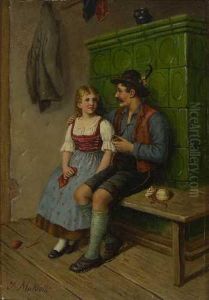 Bursch Und Dirndl Am Ofen