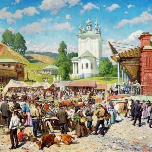 Market Day At Voskresenski Church In Plyos