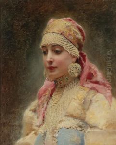 Portrait Of A Boyarina by Konstantin Egorovich Makovsky