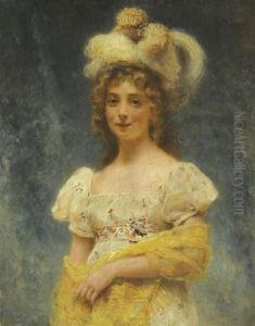 Portrait Of A Lady In A Yellow Shawl by Konstantin Egorovich Makovsky
