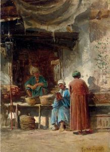 A Street Scene by Nikolai Egorovich Makovskii