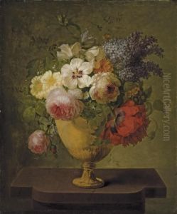 Roses, Lilas Et Autres Fleurs Dans Un Vase by Joseph Laurent Malaine
