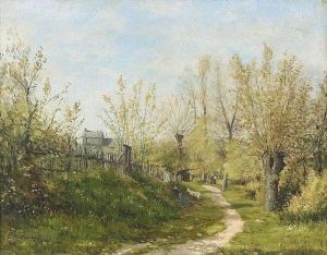 Sommerliche Landschaft Mit Weiden. by Charles Alexis Malapeau