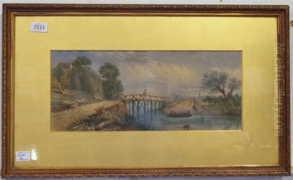 Landscape Study Of A Man On Wooden Bridge - view 1