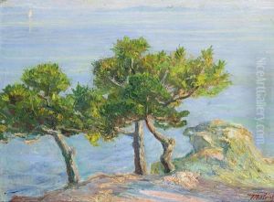 Pine Trees In Halki by Konstantinos Maleas