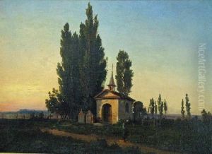 Pejzaz Z Kapliczka, Przed 1869 by Wladyslaw Aleksander Malecki