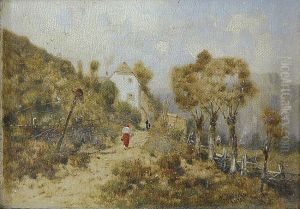 Pejzaz Gorski Z Wioska by Wladyslaw Aleksander Malecki