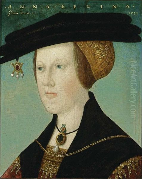 A Portrait Of Anne Of Hungary (1503-1547), At The Age Of 20, Head And Shoulders, Wearing A Red And Gilt-embroidered Dress With A Black Cape, Together With A Black And Gold Headdress Adorned With A Piece Of Gold And Pearl Jewellery - view 1