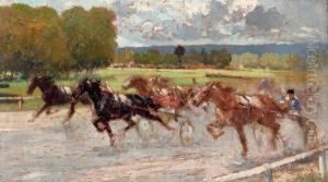 Course De Trot Attele by Louis-Ferdinand Malespina